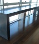 12' Parsons desk in Dark Charcoal with wood accents, contemporary condominium, Cleveland, OH